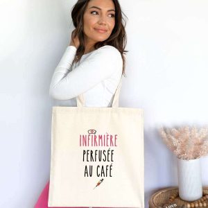 tote bag infirmière perfusée au café
