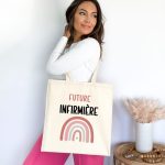 Tote bag future infirmière arc-en-ciel