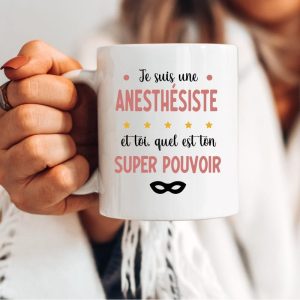Mug anesthésiste super pouvoir femme