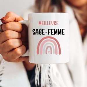 Mug meilleure sage-femme arc-en-ciel femme