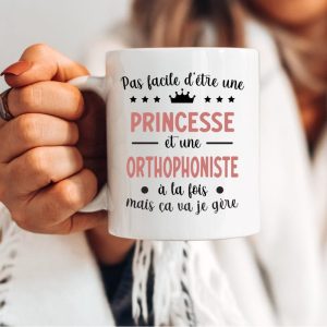 Mug orthophoniste princesse pas facile