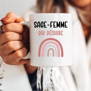 Mug sage-femme qui déchire arc-en-ciel
