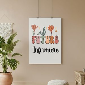 affiche future infirmière bohème fleurs boho