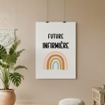 affiche future infirmière boho style bohème arc-en-ciel