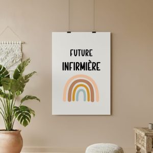 affiche future infirmière boho style bohème arc-en-ciel