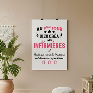 affiche et le huitième jour Dieu créa les infirmières