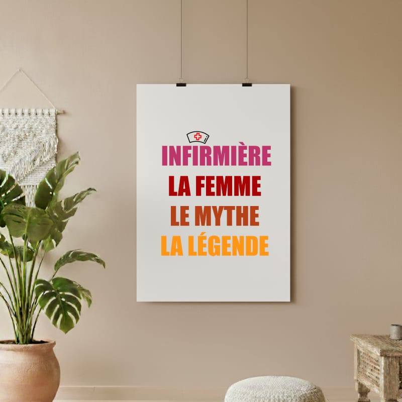 affiche infirmière la femme le mythe la légende rétro