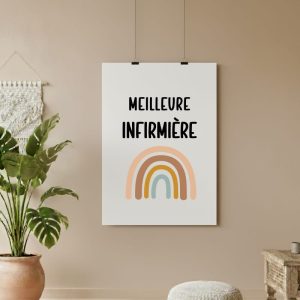 affiche meilleure infirmière boho style bohème arc-en-ciel