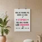 affiche infirmière nous ne pouvons pas guérir les gens stupides