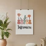 affiche super infirmière bohème fleurs boho