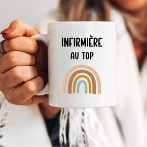 mug infirmière au top bohème boho arc en ciel