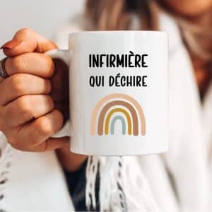 mug infirmière qui déchire bohème boho arc en ciel