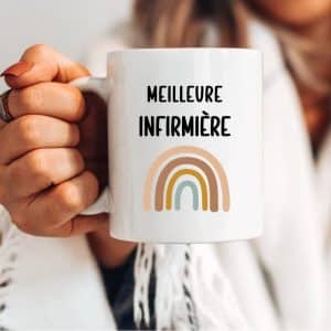 mug meilleure infirmière bohème boho arc en ciel