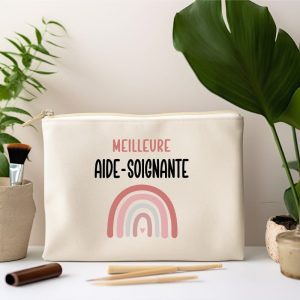pochette meilleure aide-soignante arc-en-ciel femme