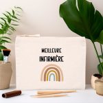 pochette meilleure infirmiere boho style boheme arc-en-ciel