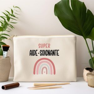 pochette super aide-soignante arc-en-ciel femme