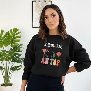 pull infirmière au top boho style boheme fleurs