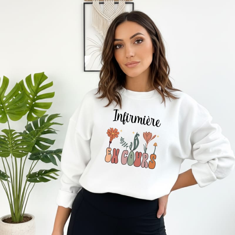 pull infirmière en cours boho style boheme fleurs – Image 3