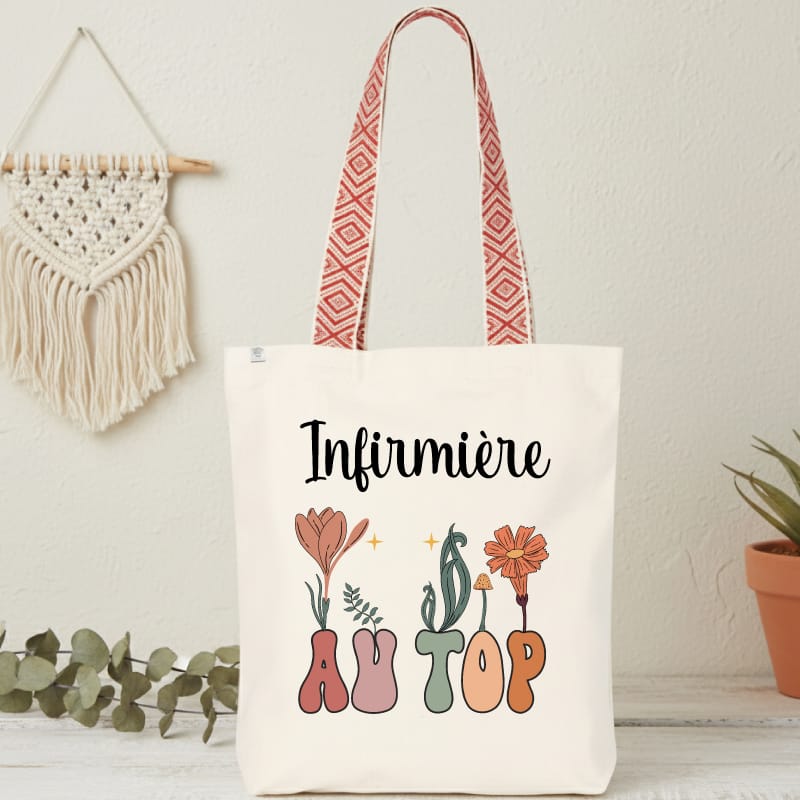 sac infirmière au top bohème fleurs boho