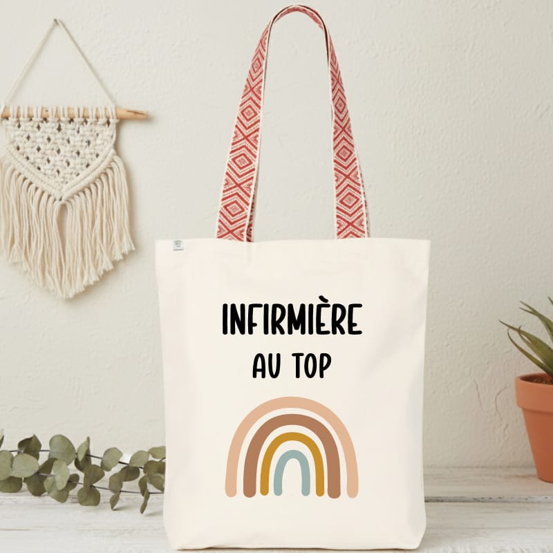 sac infirmière au top boho style bohème arc-en-ciel