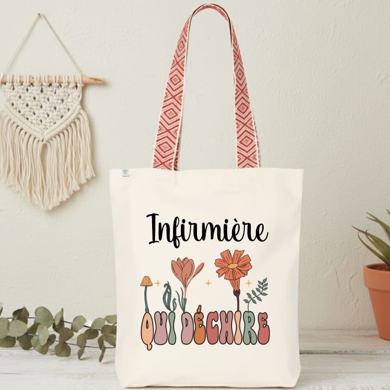 sac infirmière qui déchire bohème fleurs boho