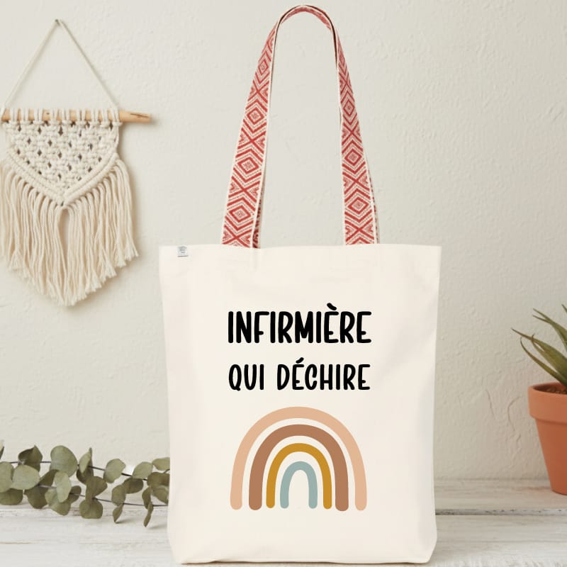 sac infirmière qui déchire boho style bohème arc-en-ciel