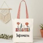 sac meilleure infirmière bohème fleurs boho