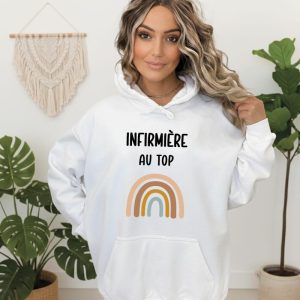 Sweat infirmière au top boho style boheme arc-en-ciel