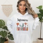 Sweat infirmière en cours boho style boheme fleurs