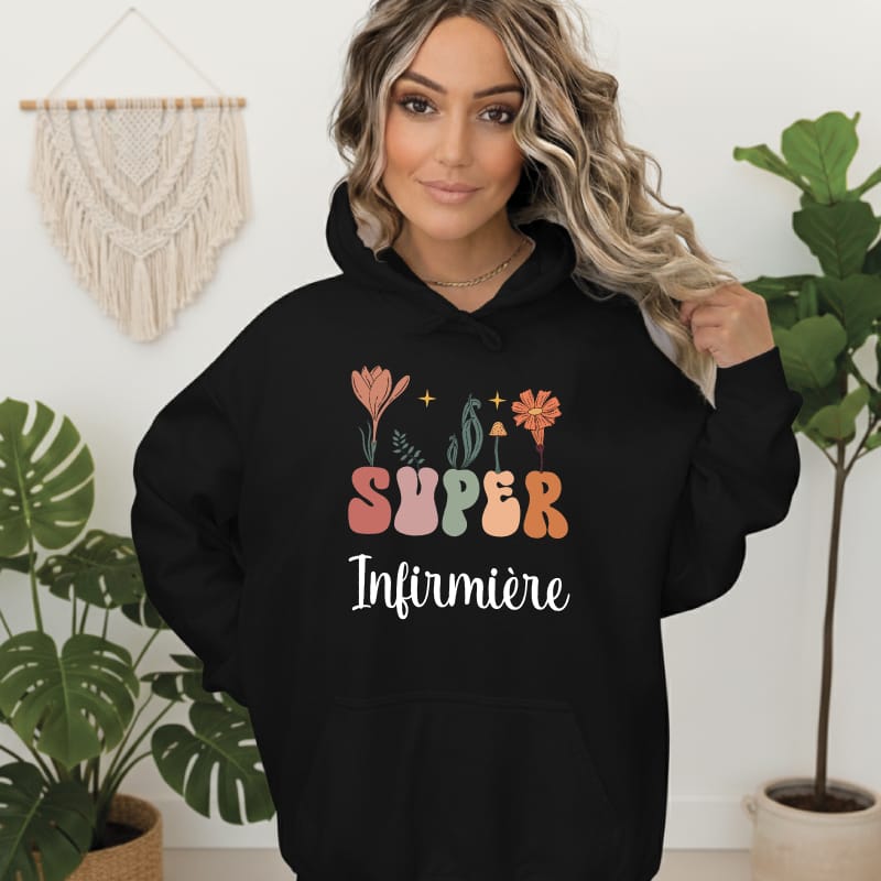 Sweat super infirmière boho style boheme fleurs – Image 3