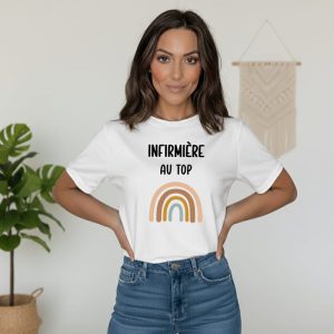 t-shirt infirmière au top boho style boheme arc-en-ciel