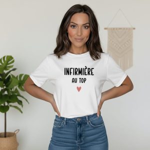 t-shirt infirmière au top cœur