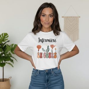 t-shirt infirmière en cours boho style boheme fleurs