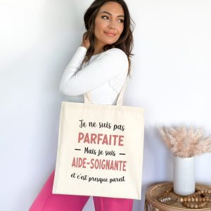 Tote bag aide-soignante pas parfaite
