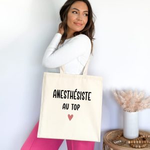 Tote bag anesthésiste au top cœur femme