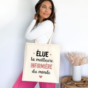 tote bag élue meilleure infirmière du monde