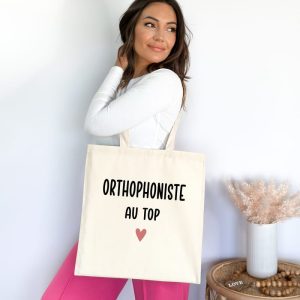 Tote bag orthophoniste au top cœur femme