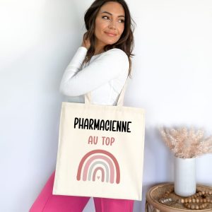 Tote bag pharmacienne au top arc-en-ciel femme