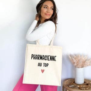 Tote bag pharmacienne au top cœur femme