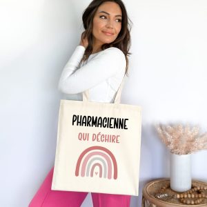 Tote bag pharmacienne qui déchire arc-en-ciel femme