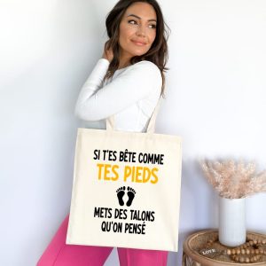 Tote bag podologue bete comme tes pieds talons qu on pense