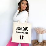 Tote bag podologue j'adore les pieds