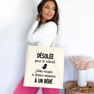 Tote bag sage-femme désolée reatrd occupee donner naissance