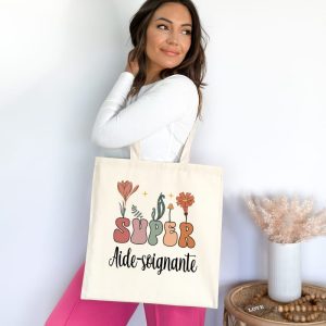 Tote bag super aide-soignante boheme boho femme
