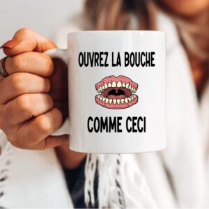 Mug dentiste ouvrez la bouche comme ceci