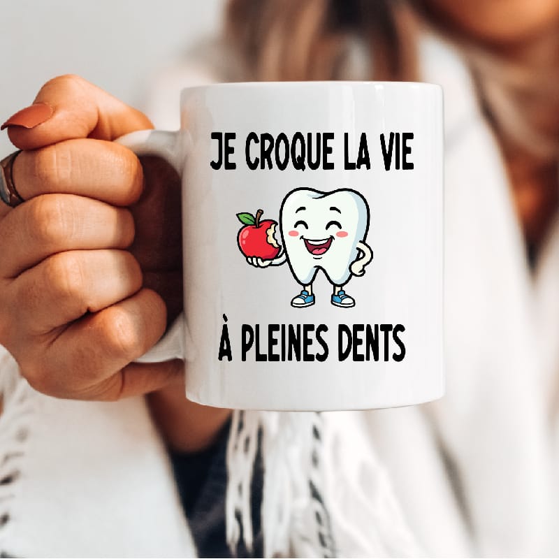 Mug je croque la vie à pleines dents